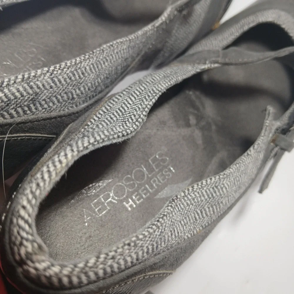 Aerosoles Roller‎ Rink Mary Jane Heels 8.5 Grey Herringbone Dark Academia Pump